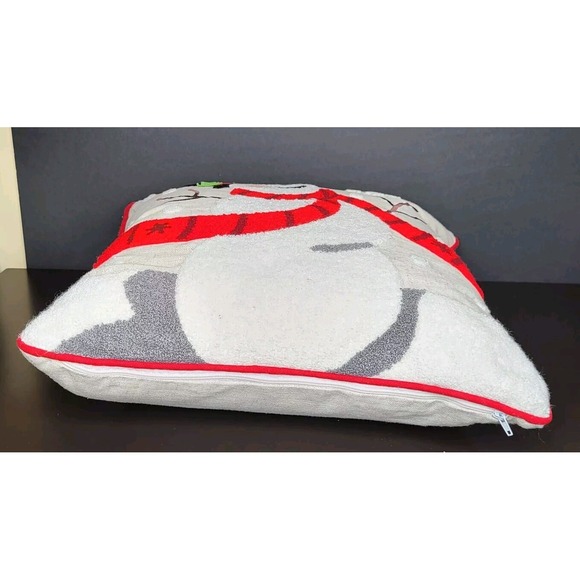 Saro Lifestyle Jolly Snowman Down Filled Christmas Winter Throw Pillow 16 x 16 - Picture 5 of 8